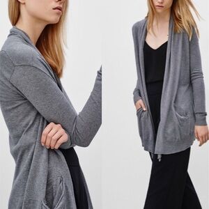 Wilfred Heathered Gray Button Down Organic Linen Fibers Cardigan Small S